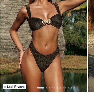 Elegant Black and Gold Shimmer Women's Bikini